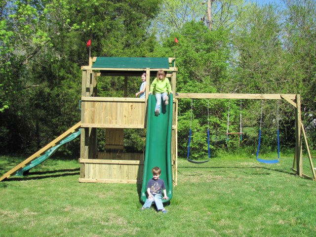 6x8 model as shown $3425.00including HOP's UPgrade, 10' Wave Slide, Higher Clubhouse Walls, Rock Climbing Walls, Wooden Ramp with Rope, and Soft Grip Swings