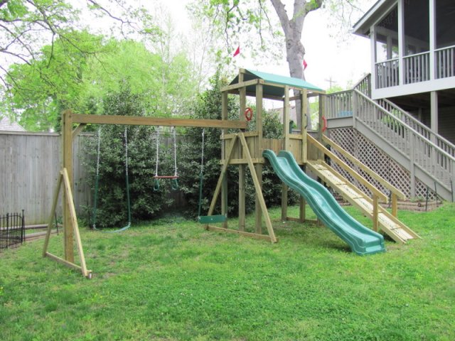 4x6 model as shown $1575.00 including HOP's UPgrade, Wooden Ramp with Rope and Handrails, Swings, and Periscope