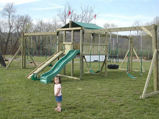 6x6 model as shown $2225.00 including Wooden Ramp with Rope, Soft Grip Tire Swing, Additional Swing Beam, Swings, and Trapeze Bar with Rings