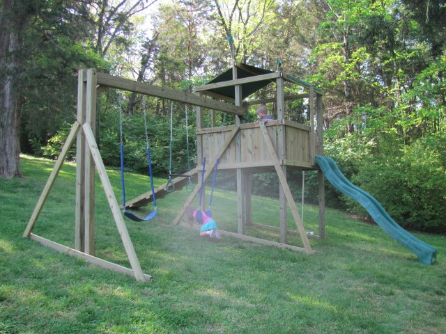 6x6 model as shown $1850.00  including HOP's UPgrade, Higher Clubhouse Walls, Wooden Ramp with Rope, Fireman's Pole, Swings, and Trapeze Bar with Rings